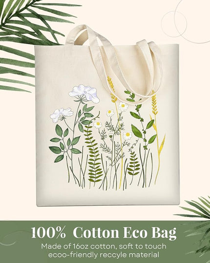 AUSVKAI Canvas Tote Bag for Women, Aesthetic Cute Grocery Grocery Reusable Cotton Gift Bag for Shooping Beach Trendy Gifts