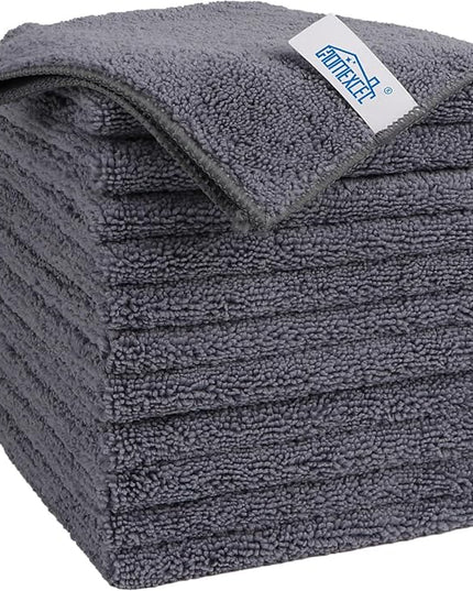 HOMEXCEL Grey Microfiber Cleaning Cloth, 12 Pack Premium Microfiber Towels for Cars, Lint Free, Scratch-Free, Highly Absorbent, Reusable Cleaning Rags for Car, Household, Kitchen, Window, 11.5"X11.5"
