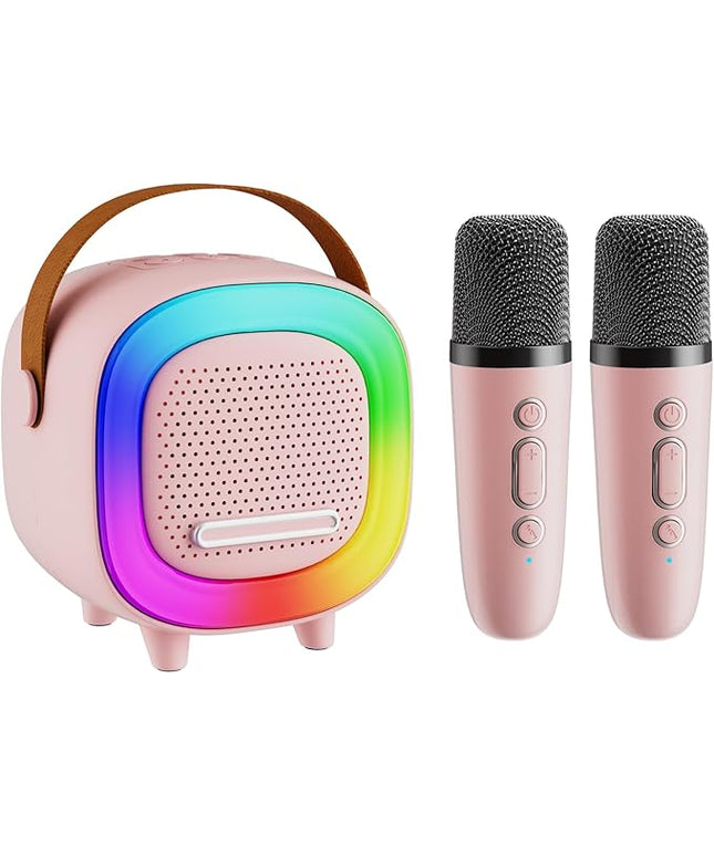 Mini Karaoke Machine Speaker for Kids Adults, Portable Bluetooth with 2 Wireless Microphones, Christmas Birthday Gift Ideas for Toys for Teens Boys and Girls Aged 4, 5, 6, 7, 8, 9, 10, 11, 12+