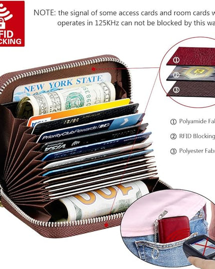 FurArt Zipper Wallet Women, RFID Blocking Credit Card Wallet, Business Card Holder, Compact Size KeyChain Wallet