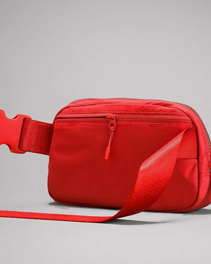 YOSHUYUKI Fanny Pack Cross Body Bag Small Crossbody Bags for Women Men Trendy Nylon Waterproof Mini Purse Travel Running Belt Lulu Dupes Bum Hip Chest Waist Pack Side Bag Must Have Red