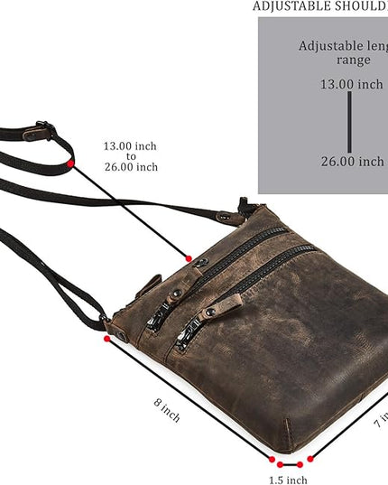 Crossbody Sling Bag for Women Small Real Leather Purse Vintage Travel Crossover Shoulder Bag Handmade