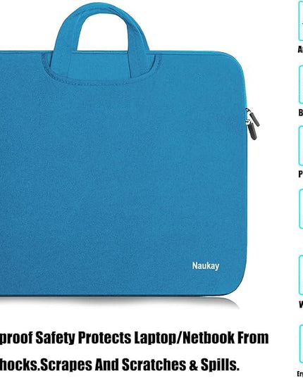 Laptop Sleeve Case 15.6 Inch, Durable Slim Briefcase Handle Bag & with Extra Pockets, Notebook Computer Protective Case for 15 15.6 inch HP, Dell, Acer, Asus, Chromebook, Ultrabook, Sky Blue