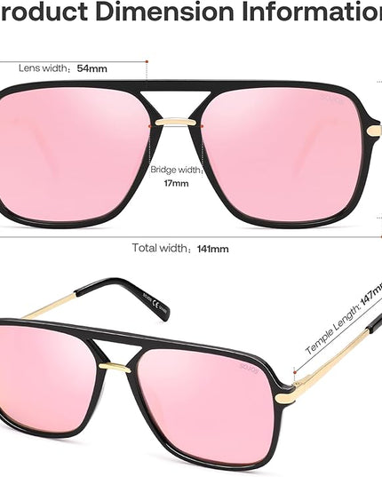 SOJOS Sunglasses for Women & Men, Square, Retro, Polarized Lens, Trendy Aviator, 90s Shades