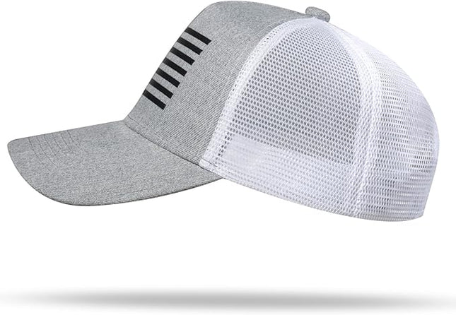 American Flag Trucker Hat - Snapback Hat, Baseball Cap for Men Women - Breathable Mesh Side, Adjustable Fit - for Casual Wear