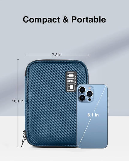 Luxtude Cable Organizer Bag, Travel Cord Organizer Bag, Electronic Organizer Travel Case, Portable Charger Organizer Case, Compact Tech Bag & Wire Pouch, Cable & Cord Storage, Light Blue