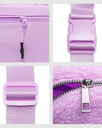 Gitus Fleece Belt Bag Sherpa Fanny Pack Crossbody Bags for Women Fashion Waist Packs with Adjustable Strap for Gym Travel Hiking Running Trending Gifts for Teen Girls Women Men (Lavender)