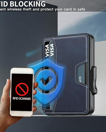 SEMORID Wallet for Men, Mens Wallet Minimalist Slim Wallet, RFID Blocking Smart Pop Up Wallet with Money Clip & ID Window, Metal Compact Wallet, Aluminum Credit Card Holder Wallet