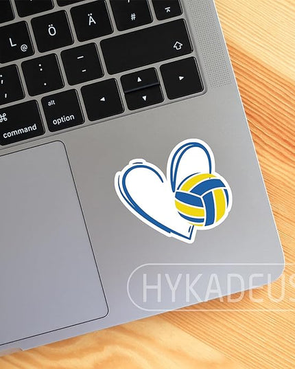 (3Pcs) Blue Volleyball Stickers Volleyball Heart Decals Waterproof Vinyl Sticker for Water Bottle, Tumbler, Phone Case, Poster Board, Laptop, Scrapbooking, Team Players, Coach, 3" x 2.8"