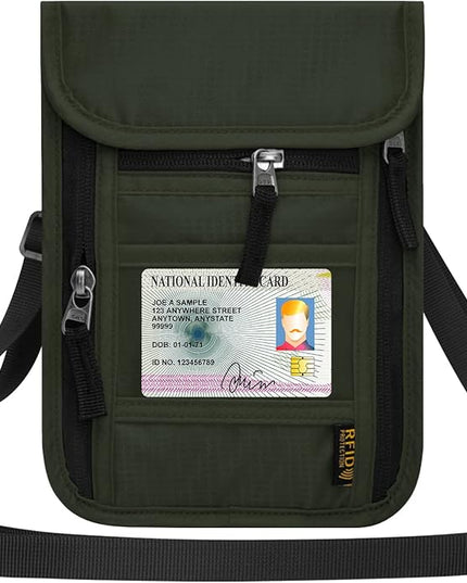 Neck Wallet for Travel,Passport Holder Neck Pouch for Men Women with Adjustable Neck Strap and RFID Blocking