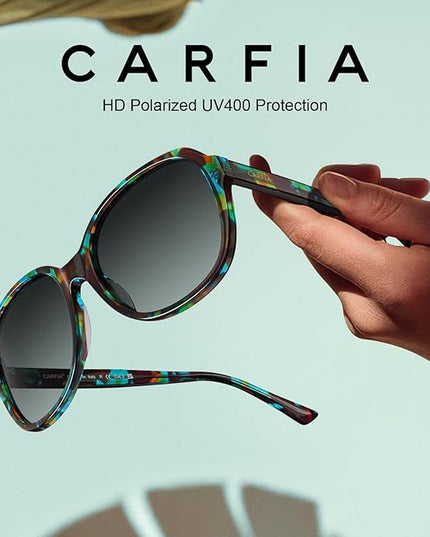CARFIA Acetate Oversized Square Polarized Sunglasses for Women UV Protection Retro Trendy Big Shades