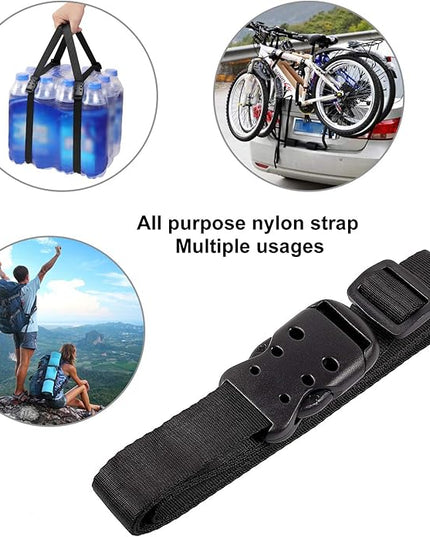 Ayaport Utility Straps with Buckle 48" Quick-Release Adjustable Nylon Straps Black 4 Pack