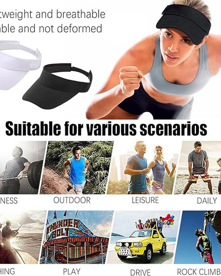 10 Pack Men Women Sun Visor Adjustable UV Protection Blank Sun Visor Hats Caps for Beach Pool Golf Tennis Sports