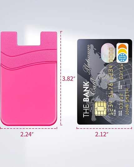 Senose Card Holder for Phone Case, Card Holder for Back of Phone, Silicone Phone Pouch Wallet Sleeve Stick-on ID Credit Card for All Smartphones, Pink+White+Red+Orange+Rose Red
