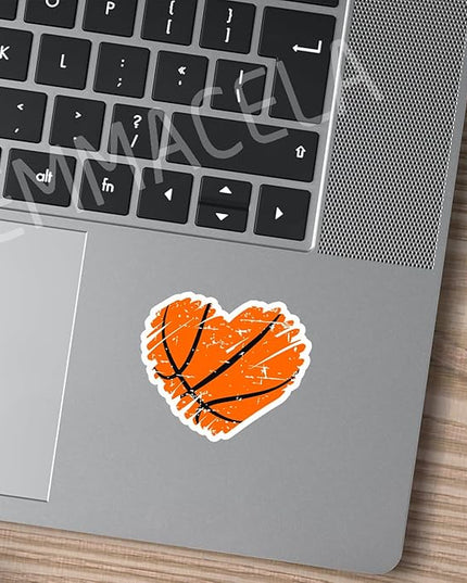 (3PCS) Basketball Stickers Basketball Heart Decals, Waterproof Vinyl Sticker for Laptop Water Bottle Tumbler, Scrapbook Helmet, Gifts for Girls Fans Players Basketball Lovers, Size 3" x 2.5 "