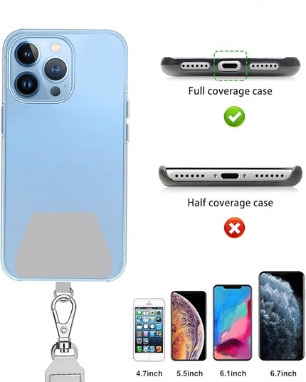 SHANSHUI Phone Lanyard, 2 Pack Phone Lanyard Strap 2 Pcs Durable Tether Tab Patches Universal Nylon Phone Neck Phone Charm Lanyard Compatible for iPhone, All Most Smartphones (Black, Grey)