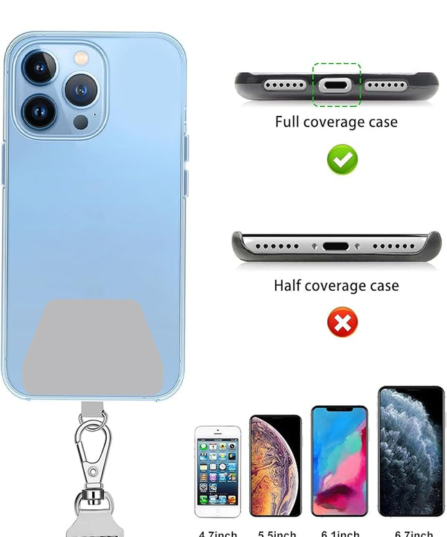 SHANSHUI Phone Lanyard, 2 Pack Phone Lanyard Strap 2 Pcs Durable Tether Tab Patches Universal Nylon Phone Neck Phone Charm Lanyard Compatible for iPhone, All Most Smartphones (Black, Grey)