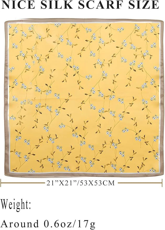 100% Mulberry Silk Scarf for Women Hair Lightweight Square Neckerchief Wrap For Head Scarves 21"