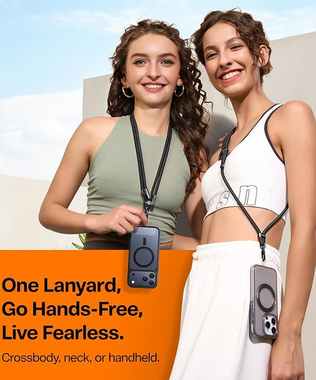 TORRAS Phone Lanyard Crossbody with 2 Phone Tabs, Adjustable Anti Theft Strap for All Cellphone, Premium Metal Buckles, Skin-Friendly, Universal Cellphone Neck lanyard for Travel Essentials, Beige