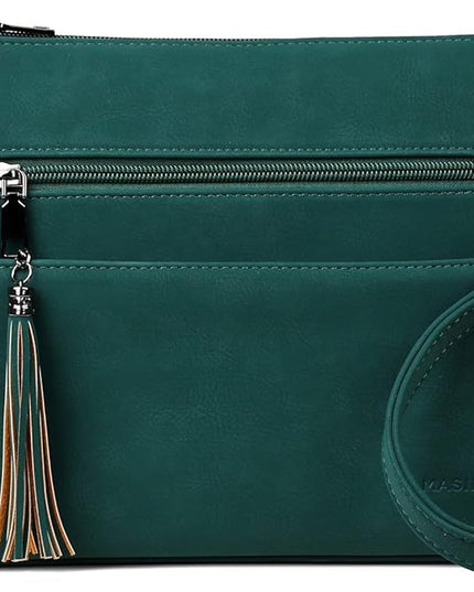 MASINTOR Crossbody Bags for Women, Lightweight Medium Crossbody Purse, Soft Leather Women's Shoulder Handbags with Tassel