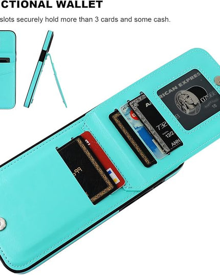 KIHUWEY Compatible with iPhone 13 Pro Max Case Wallet with Credit Card Holder, Premium Leather Magnetic Clasp Kickstand Heavy Duty Protective Cover for iPhone 13 Pro Max 6.7 Inch(Light Blue)