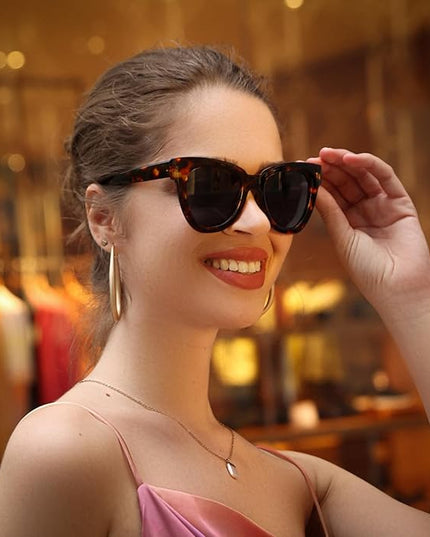 Dollger Retro Cat Eye Sunglasses Women Men Vintage Square Tortoise Shell Fashion Cateye Sunglasses