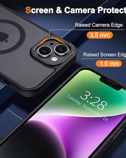 Hython Case for iPhone 14 Case Magnetic Translucent Matte Phone Cases 6.1" [Compatible with MagSafe] Thin Slim Fit Shockproof Bumper Hard Protective Cover for Women Men Girls, Frosted Black