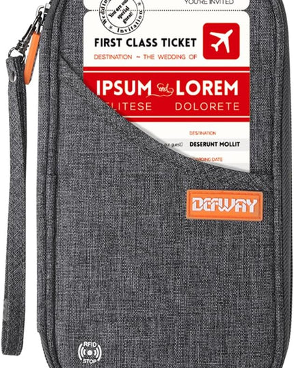 defway Passport Holder Travel Wallet - Family Passport Holder of 4, RFID Blocking Passport Wallet for Men Women, Travel Essentials for Flying, GREY