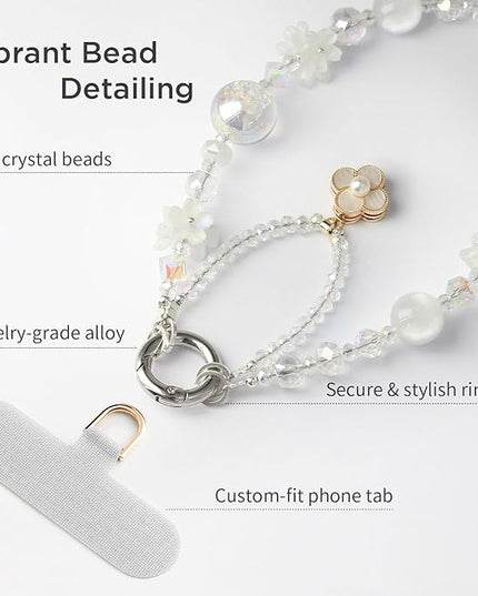 Phone Charm for Women, Anti-Theft Phone Wrist Strap, Hands-Free & Detachable Cellphone Lanyard Chain with Tether Tab