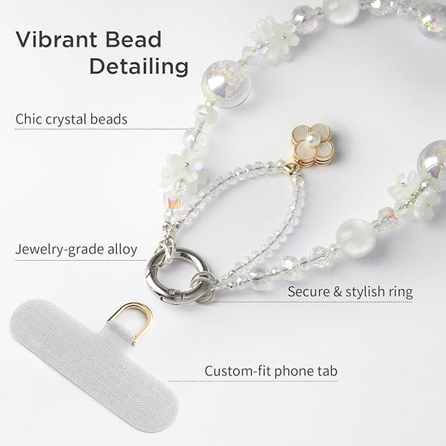 Phone Charm for Women, Anti-Theft Phone Wrist Strap, Hands-Free & Detachable Cellphone Lanyard Chain with Tether Tab