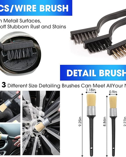 Viewsun Car Cleaning Kit, 17PCS Car Interior Detailing Kit with Gray High Power Handheld Vacuum, Detailing Brush Set, Windshield Cleaner, Cleaning Gel, Complete Auto Accessories for Men, Women