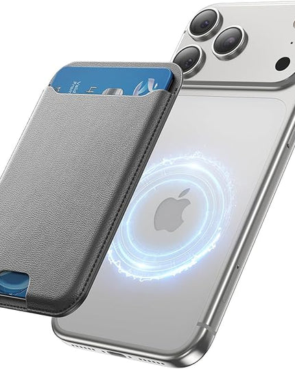 TWZKG for MagSafe Wallet, 3 Card Holder, Slim Magnetic Phone Wallet for iPhone 17/16/15/14/13/12 Pro Max Plus Air Series,RFID Blocking Vegan Leather,Titanium Grey
