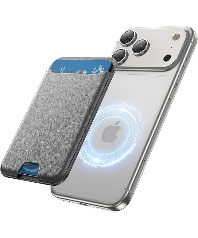 TWZKG for MagSafe Wallet, 3 Card Holder, Slim Magnetic Phone Wallet for iPhone 17/16/15/14/13/12 Pro Max Plus Air Series,RFID Blocking Vegan Leather,Titanium Grey