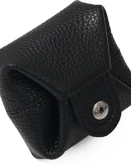 Cockatoo Genuine Leather Coin Pouch Change Holder, Mini Snap Pocket Wallet for Men Women (Black, Set of L&S)