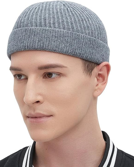 Fisherman Beanie Hats for Men Women,Wool Knit Trawler Skull Cap,Watch Cap,Spring Fall Winter Warm Short Hats