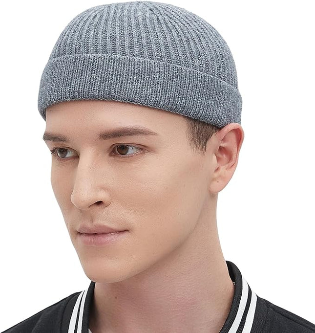 Fisherman Beanie Hats for Men Women,Wool Knit Trawler Skull Cap,Watch Cap,Spring Fall Winter Warm Short Hats
