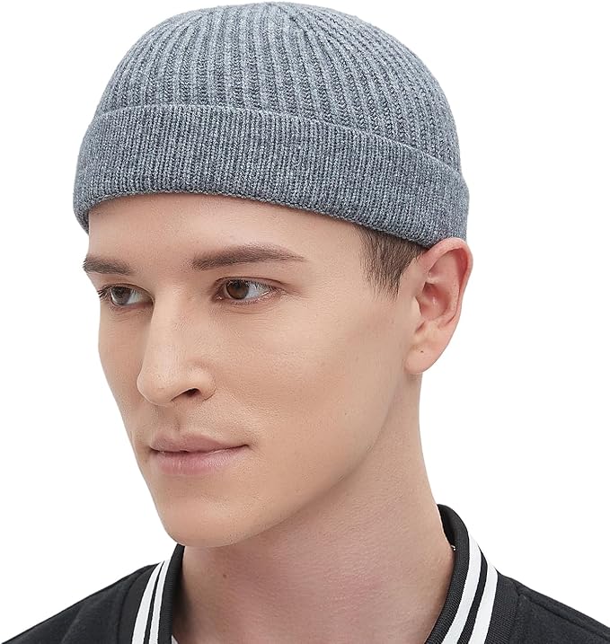 Fisherman Beanie Hats for Men Women,Wool Knit Trawler Skull Cap,Watch Cap,Spring Fall Winter Warm Short Hats