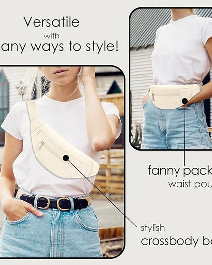 MAXTOP Large Crossbody Fanny Pack with 4-Zipper Pockets,Gifts for Enjoy Sports Festival Workout Traveling Running Casual Hands-Free Wallets Waist Pack Phone Bag Carrying All Phones