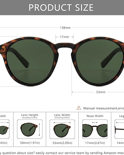 SUNGAIT Classic Vintage Round Polarized Sunglasses for Women Men Retro Style UV400