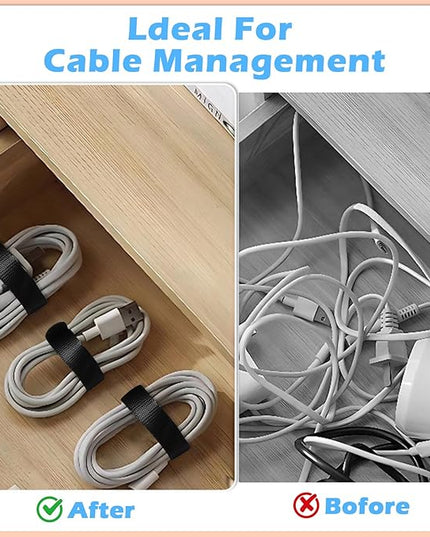 140 PCS 8 inch Cable Ties Reusable Cable Management Adjustable Cable Organizer, Cable Straps, Cord Wraps and Hook Loop Straps for Computer,Gaming, Wire, Desk- Home Office Essentials