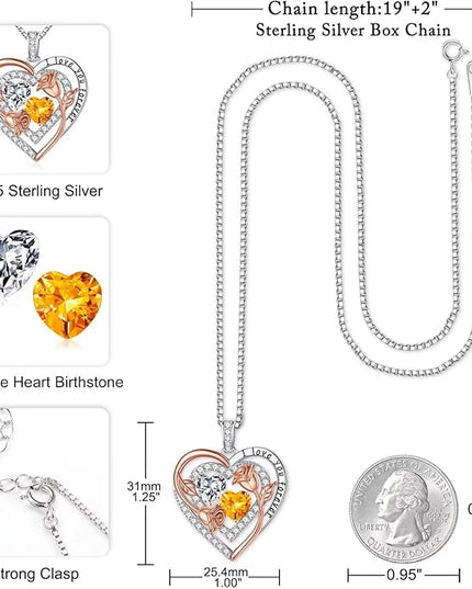 Iefil Christmas Gifts for Women - Sterling Silver Birthstone Necklace Anniversary Birthday Gifts for Her Wife Mom Daughter