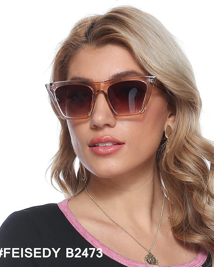 FEISEDY Vintage Square Cat Eye Sunglasses Women Trendy Cateye Sunglasses B2473