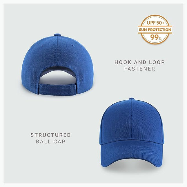 2-Pack Classic Structured Baseball Cap Adjustable Snapback Multipack Ball Caps for Custom Embroidery Running Workouts Outdoor