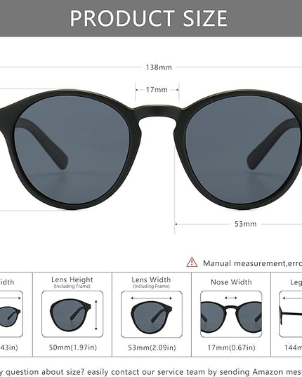 SUNGAIT Classic Vintage Round Polarized Sunglasses for Women Men Retro Style UV400