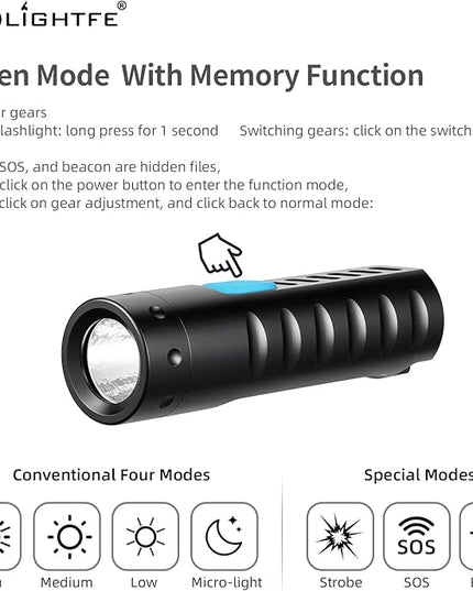 LIGHTFE U19 Super Bright Mini Keychain Flashlight | 150 Lumens | USB-C Fast Charging | Aviation Aluminum | Waterproof and Drop-Resistant | Must-Have for Emergency EDC