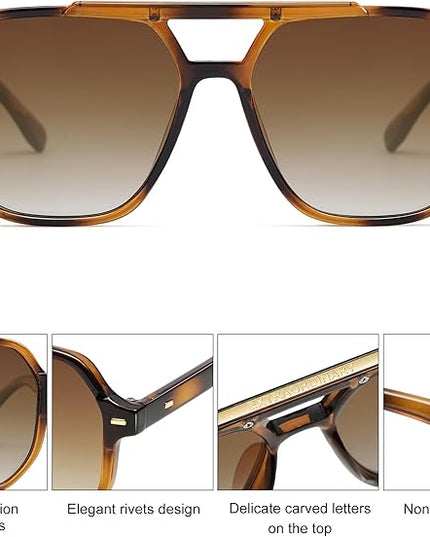 SOJOS Retro Trendy Aviator Polarized Sunglasses Men Women Vintage 70s Square Stylish Frame Sun Glasses SJ2283