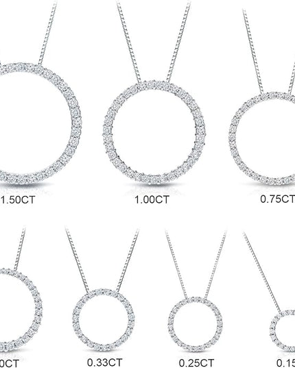 Diamond Wish 1/6 to 1 Carat Diamond Circle of Life Round Pendant Necklace for Women in 14k Gold (I1-I2, cttw) on 18 Inch Long Chain with Spring Ring Clasp