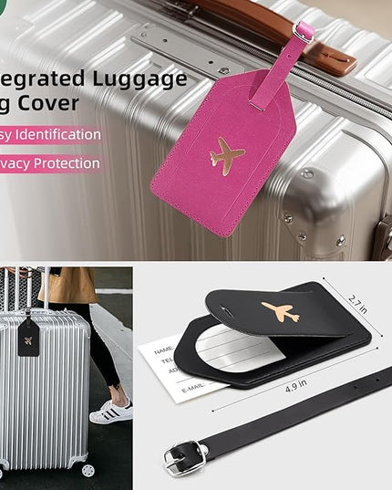 2 Pack Passport Holder for Travel with Slot for AirTag & Luggage Tag Cover, RFID Blocking Passport Holder for Women & Men | PU Leather Passport Cover with Pocket, Black & Pink