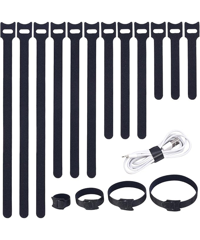 200PCS Reusable Cable Ties Wire Ties Cord Organizer Cable Organizer Adjustable Cable Management Black 4+6+8+10 inch