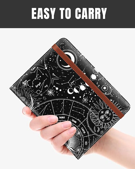 Rimilak Passport Holder, RFID Blocking Passport Cover Wallet Travel Essentials, Leather Travel Air Ticket Documents Organizer Protector for Women and Men, Sun Moon